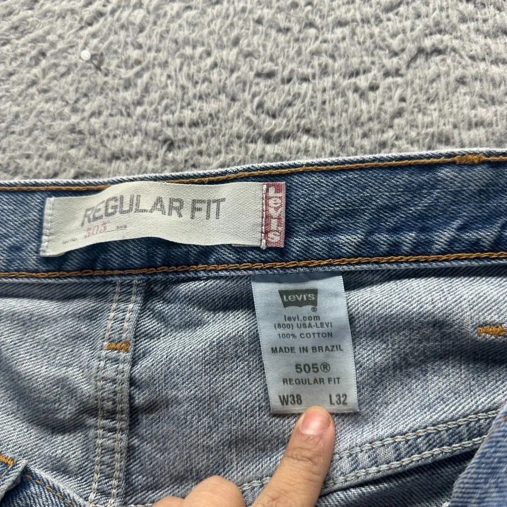 Vintage Levi's 505 Jeans Mens 38x32 Blue Cotton‎ Denim Straight Workwear Faded